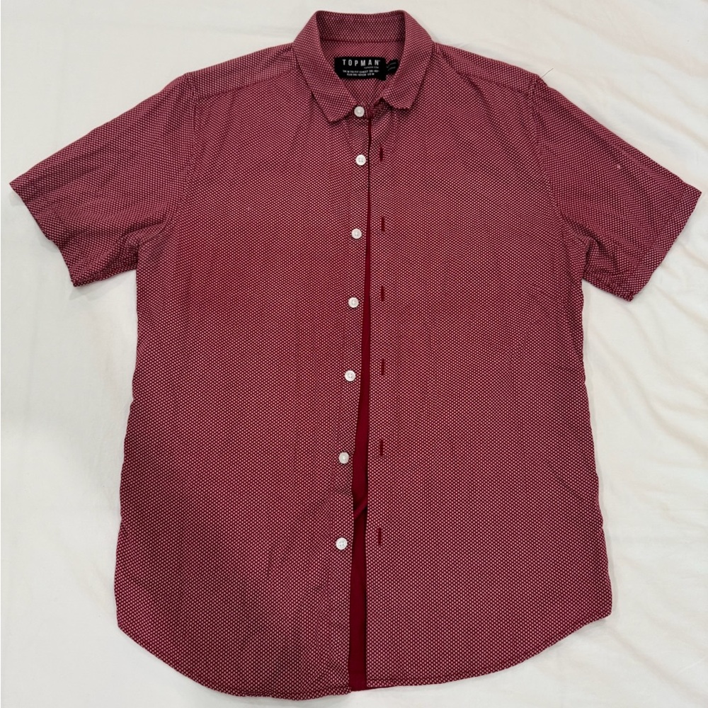 Topman Burgundy Casual Button Down Shirt